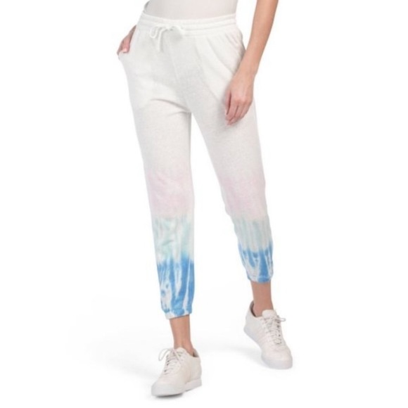 Splendid Tie Dye White Joggers with Elastic and Drawstring Waist Size Small - Picture 1 of 9